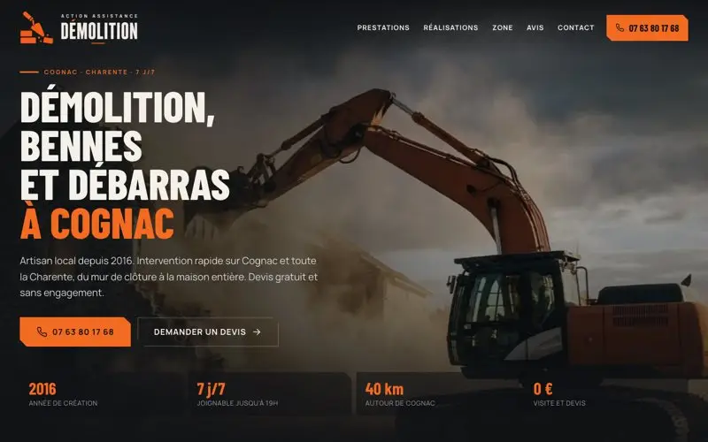 Page d'accueil du site Action Assistance