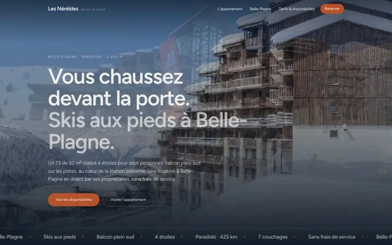 Page d'accueil du site Les Néréides Belle-Plagne